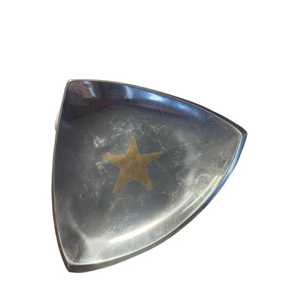 Texas Style Triangle Shaped Metal Candle Holder Chrome Finish With Gold Star I - Picture 2 of 8